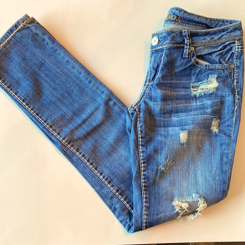 Almost Famous Low Rise Distressed Faded Skinny Ankle Jeans